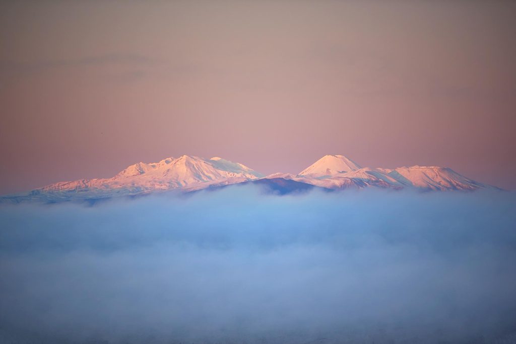 Tongariro National Park Sunrise from Lake Taupo