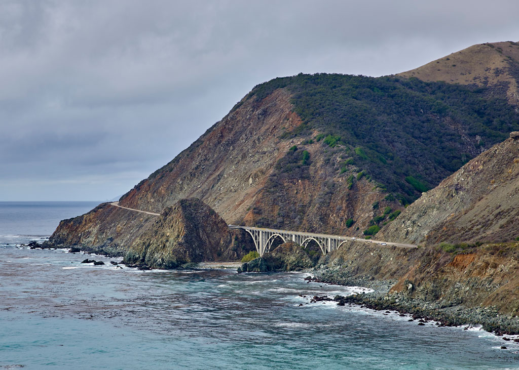 The drive through Big Sur features six scenic concrete arch bridges